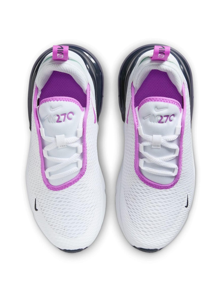 Nike White/Purple Air Max 270 Junior Trainers - Image 5 of 8