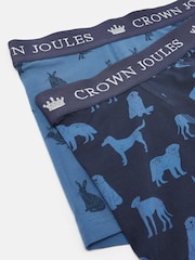 Joules Crown Joules Navy Blue Pack of Two Cotton Boxers - Image 4 of 4