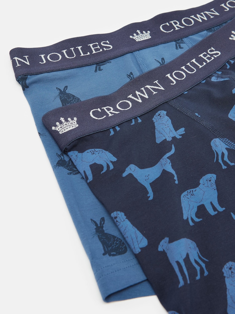 Joules Crown Joules Navy Blue Pack of Two Cotton Boxers - Image 4 of 4