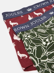 Joules Crown Joules Red/Green Pack of Two Cotton Boxers - Image 4 of 4