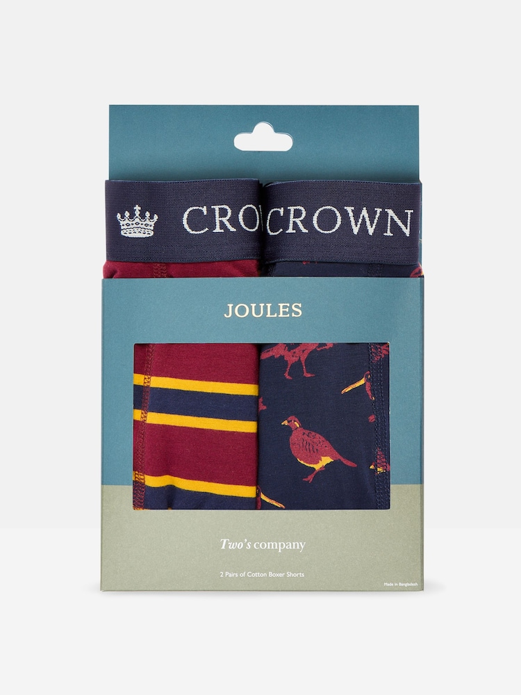 Navy/Punainen - Joules Crown Joules Pack of Two Cotton Bokserit - Kuva 1 / 4
