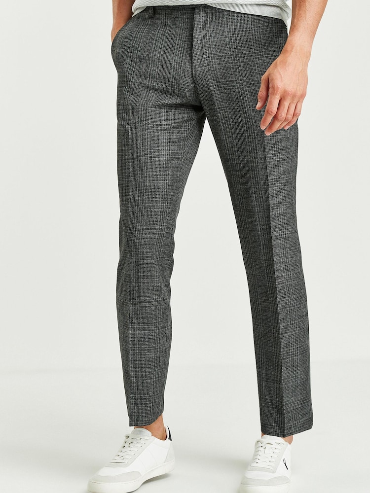 Charcoal Grey Check Smart Trousers - Image 1 of 3