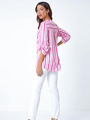 Tunicas com detalhes plissados e estampa Roman Stripe Print - Imagem 3 de 5