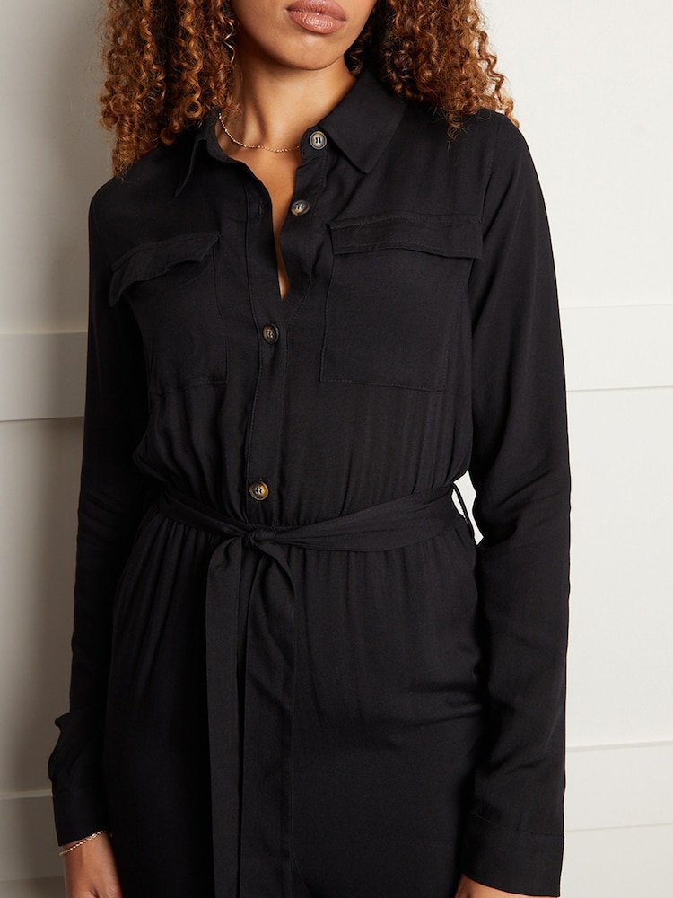 Threadbare Black Utility Cargo Jumpsuit - Image 4 of 4
