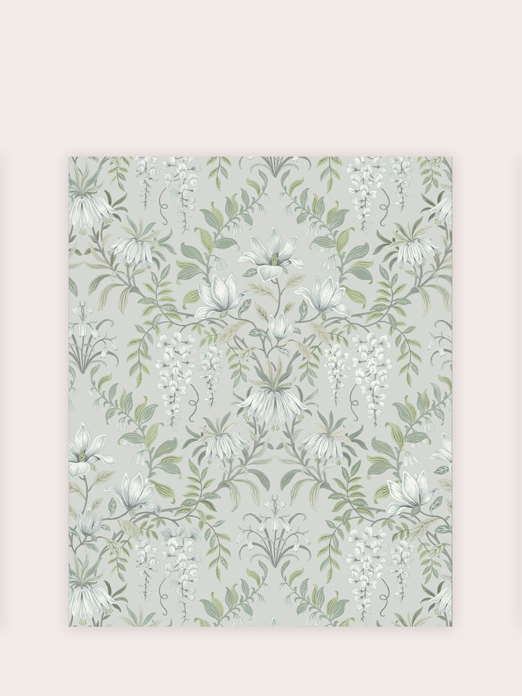 Laura Ashley Sage Green Parterre A4 Wallpaper Sample - Image 2 of 2