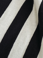 Style Sisters Black Knitted Stripe Pure 100% Cotton Throw - Image 2 of 3