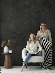 Style Sisters Black Knitted Stripe Pure 100% Cotton Throw - Image 3 of 3