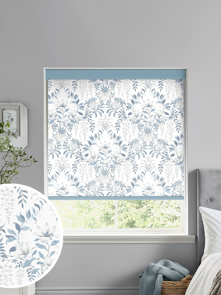 Laura Ashley Blue Parterre Made To Measure Roller Blind - Image 1 of 5