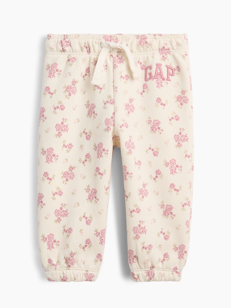 Gap Cream Floral Baby VintageSoft Logo Joggers (0-24mths) - Image 1 of 3 Gap Cream Floral Baby VintageSoft Logo Joggers (0-24mths) - Image 1 of 3