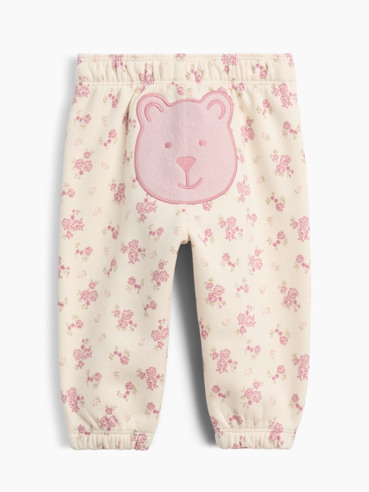 Gap Cream Floral Baby VintageSoft Logo Joggers (0-24mths) - Image 2 of 3 Gap Cream Floral Baby VintageSoft Logo Joggers (0-24mths) - Image 2 of 3