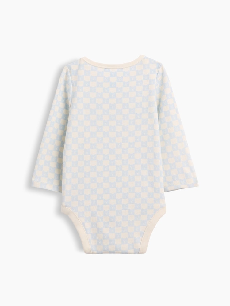 Gap Blue Chequerboard Logo Long Sleeve Bodysuit (0-24mths) - Image 2 of 3