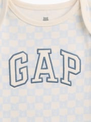 Gap Blue Chequerboard Logo Long Sleeve Bodysuit (0-24mths) - Image 3 of 3