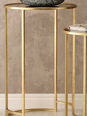 Pacific Set of 2 Gold Metal & Glass Round Side Tables - Image 5 of 5