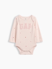 Gap Pink Apple Logo Long Sleeve Bodysuit (0-24mths) - Image 1 of 3