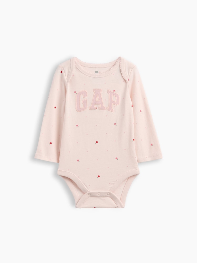 Gap Pink Apple Logo Long Sleeve Bodysuit (0-24mths) - Image 1 of 3