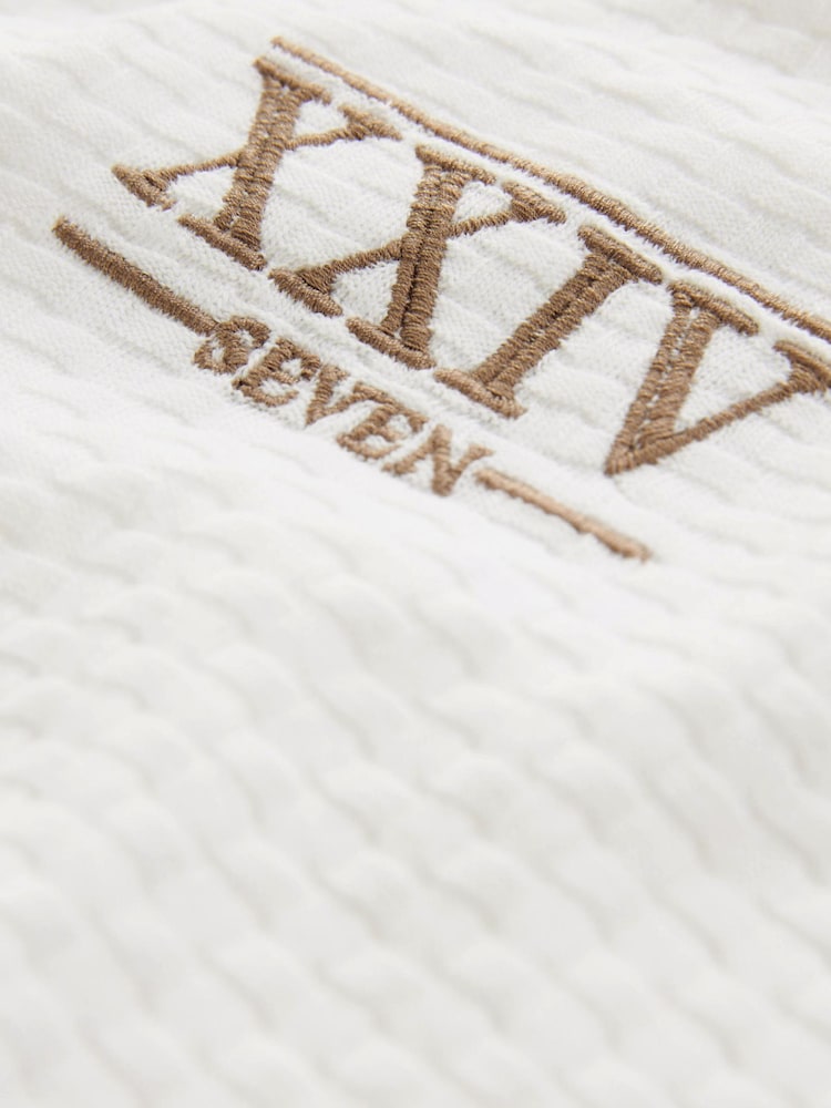 White Embroidery Textured Short Sleeve T-Shirt (3-16yrs) - Image 3 of 3 White Embroidery Textured Short Sleeve T-Shirt (3-16yrs) - Image 3 of 3