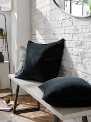Black 45 x 45cm Soft Velour Cushion - Image 1 of 6
