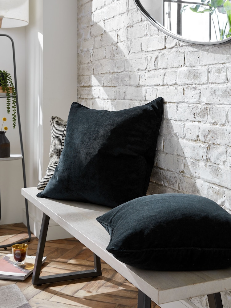 Black 45 x 45cm Soft Velour Cushion - Image 1 of 6