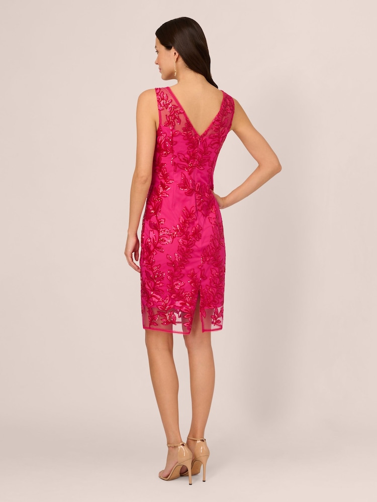 Adrianna Papell Pink Sequin Leaf Sheath Dress - Image 2 of 7