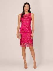 Adrianna Papell Pink Sequin Leaf Sheath Dress - Image 3 of 7