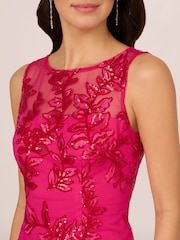 Adrianna Papell Pink Sequin Leaf Sheath Dress - Image 4 of 7