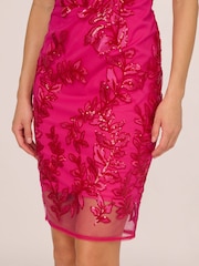 Adrianna Papell Pink Sequin Leaf Sheath Dress - Image 5 of 7