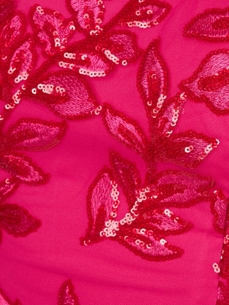 Adrianna Papell Pink Sequin Leaf Sheath Dress - Image 7 of 7