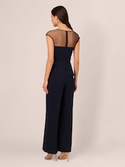 Adrianna Papell Blue Knit Crepe Jumpsuit - Image 2 of 6