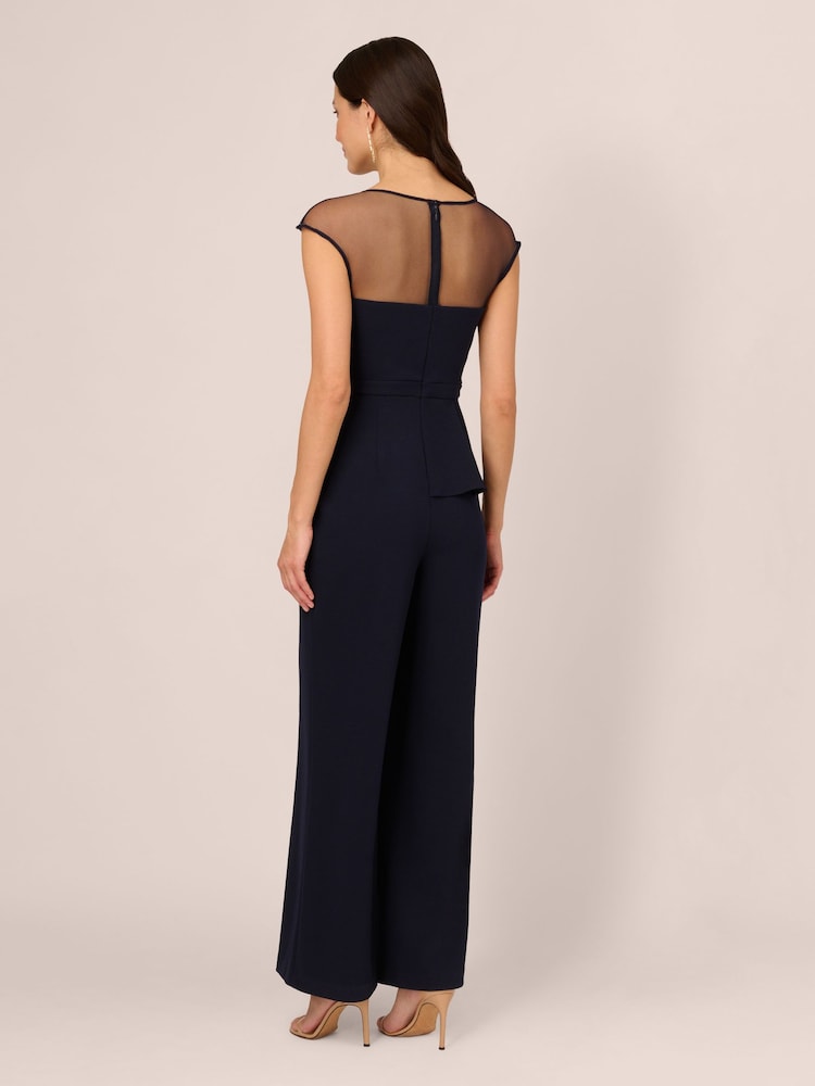 Adrianna Papell Blue Knit Crepe Jumpsuit - Image 2 of 6