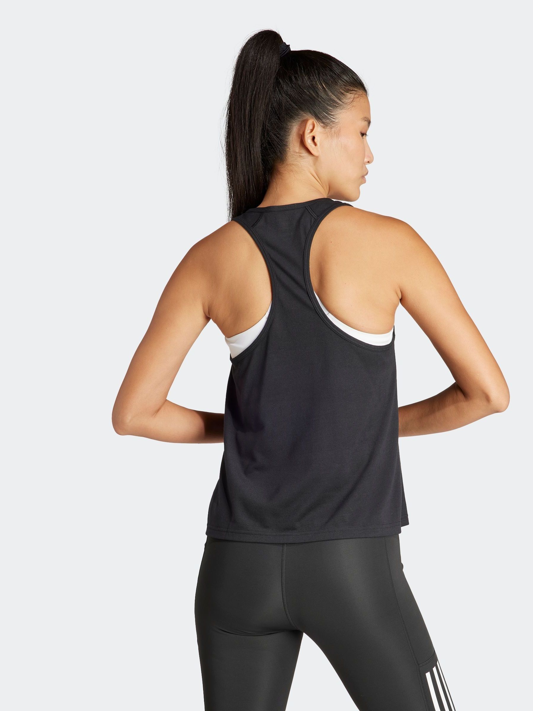 Buy adidas Black Train Essentials Minimal Branding Racerback Tank