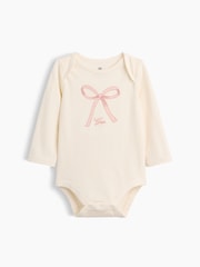 Gap Pink Bow Logo Long Sleeve Bodysuit (0-24mths) - Image 1 of 3