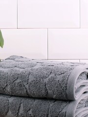 Fusion Grey Ingo 100% Cotton Towel - Image 4 of 4
