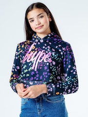 Hype. Multi Floral Crop Hoodie - Image 1 of 3
