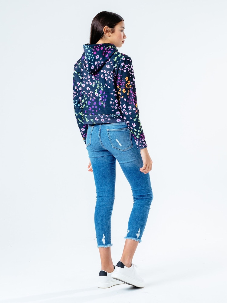 Hype. Multi Floral Crop Hoodie - Image 2 of 3