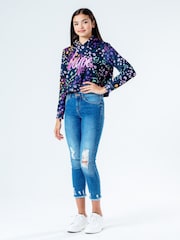Hype. Multi Floral Crop Hoodie - Image 3 of 3