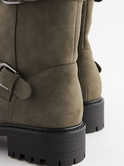 Khaki Green Extra Wide Fit Forever Comfort® Buckle Biker Boots - Image 3 of 7