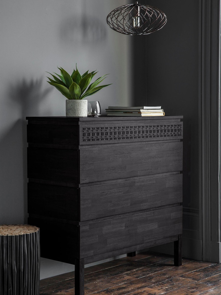 Gallery Home Black Boho Boutique 4 Drawer Chest - Image 1 of 3