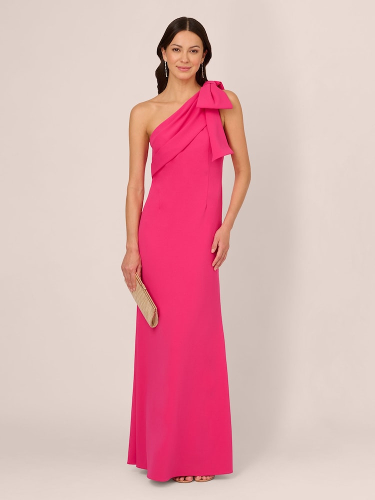 Adrianna Papell Pink Stretch Crepe Long Dress - Image 3 of 7