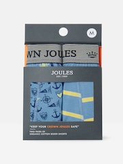 Joules Crown Blue Sail Cotton Boxer Briefs 2 Pack - Image 1 of 4