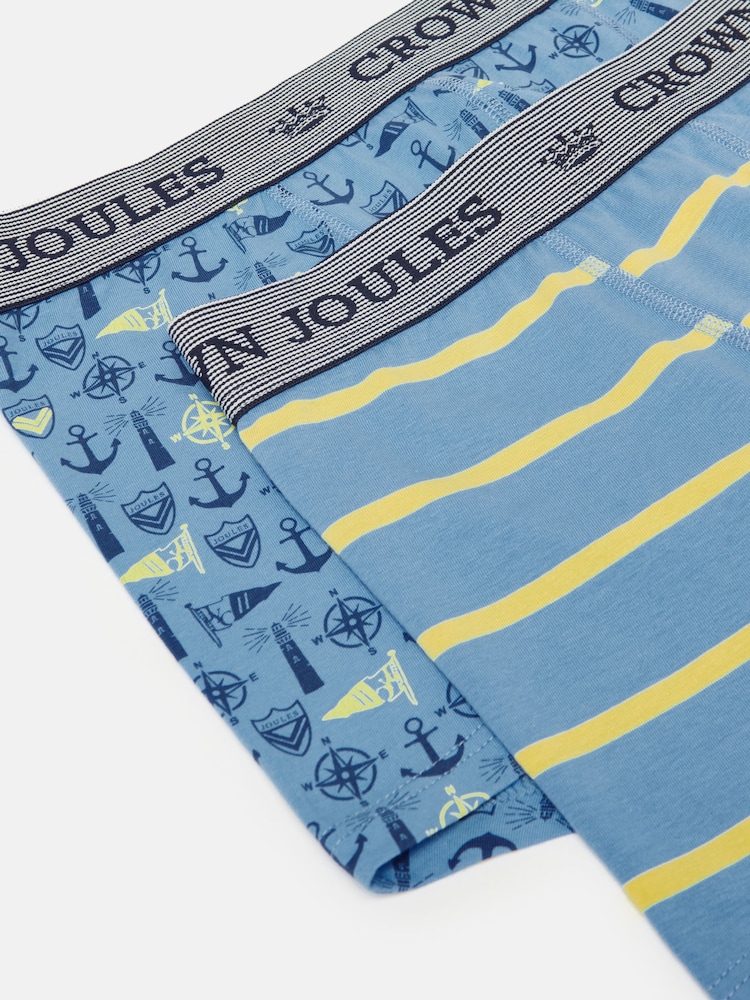 Joules Crown Blue Sail Cotton Boxer Briefs 2 Pack - Image 4 of 4