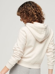 Superdry Nude 100% Cotton Athletic Essential Crop Zip Hoodie - Image 3 of 3