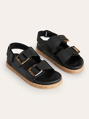 Boden Black Chunky Flat Buckled Sandals - Image 3 of 5