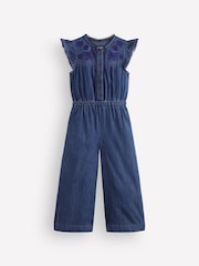 Boden Blue Flutter Sleeve Denim Jumpsuit - Image 1 of 5
