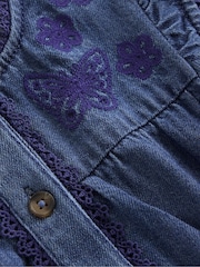 Boden Blue Flutter Sleeve Denim Jumpsuit - Image 3 of 5