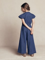 Boden Blue Flutter Sleeve Denim Jumpsuit - Image 4 of 5