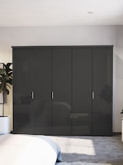 Wiemann Peyton Graphite Glass Semi Fitted 5 Door Wardrobe - Image 1 of 6
