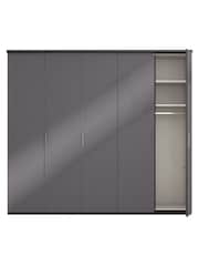 Wiemann Peyton Graphite Glass Semi Fitted 5 Door Wardrobe - Image 5 of 6