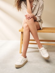 White Forever Comfort® Canvas Espadrille Flatform Trainers - Image 1 of 6