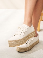 White Forever Comfort® Canvas Espadrille Flatform Trainers - Image 2 of 6