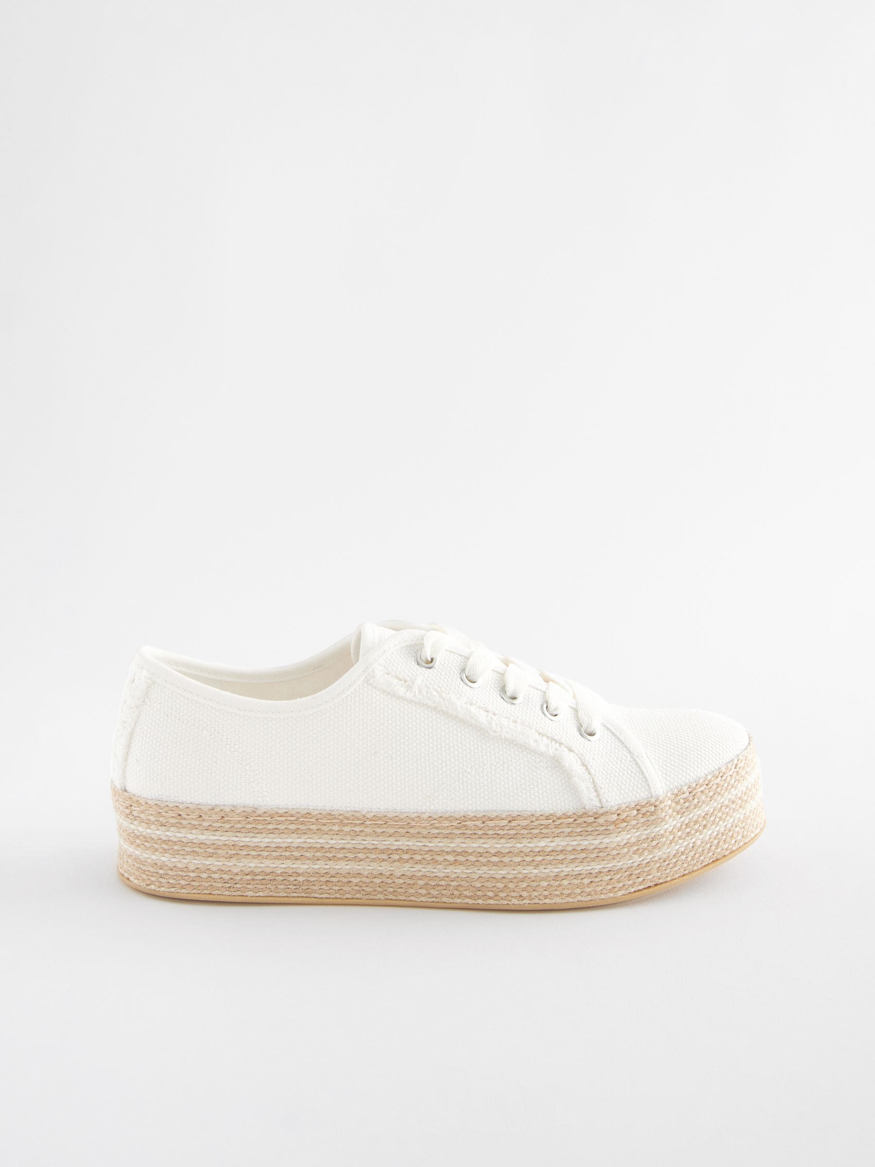 Buy White Forever Comfort® Canvas Espadrille Flatform Trainers from the  Next UK online shop